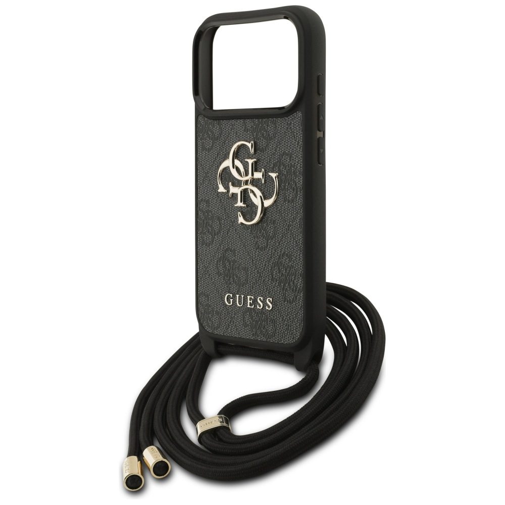 Guess 4G Big Logo Cord Stap Crossbody case for iPhone 17 Pro black