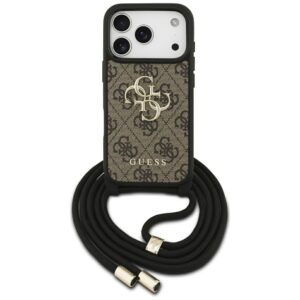 Guess 4G Big Logo Cord Stap Crossbody case for iPhone 17 Pro brown