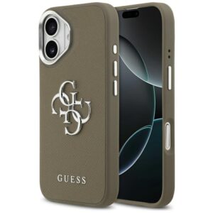 Guess Grained Big 4G Classic Logo case for iPhone 17 brown
