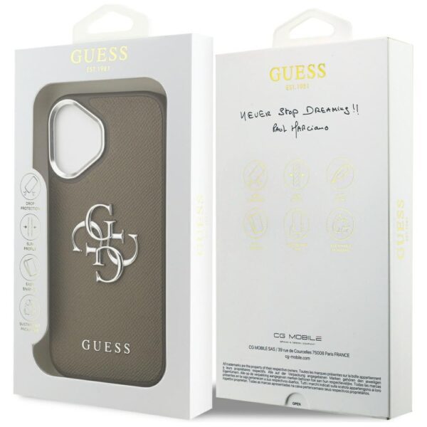 Guess Grained Big 4G Classic Logo case for iPhone 17 brown
