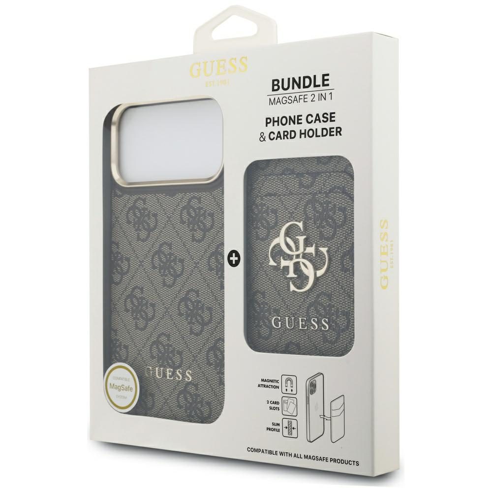 474848_oryg Guess 4G z portfelem Magsafe case for iPhone 17 Pro Max brown