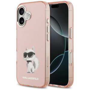 Karl Lagerfeld IML Aquarelle Choupette & Logo MagSafe case for iPhone 17 pink