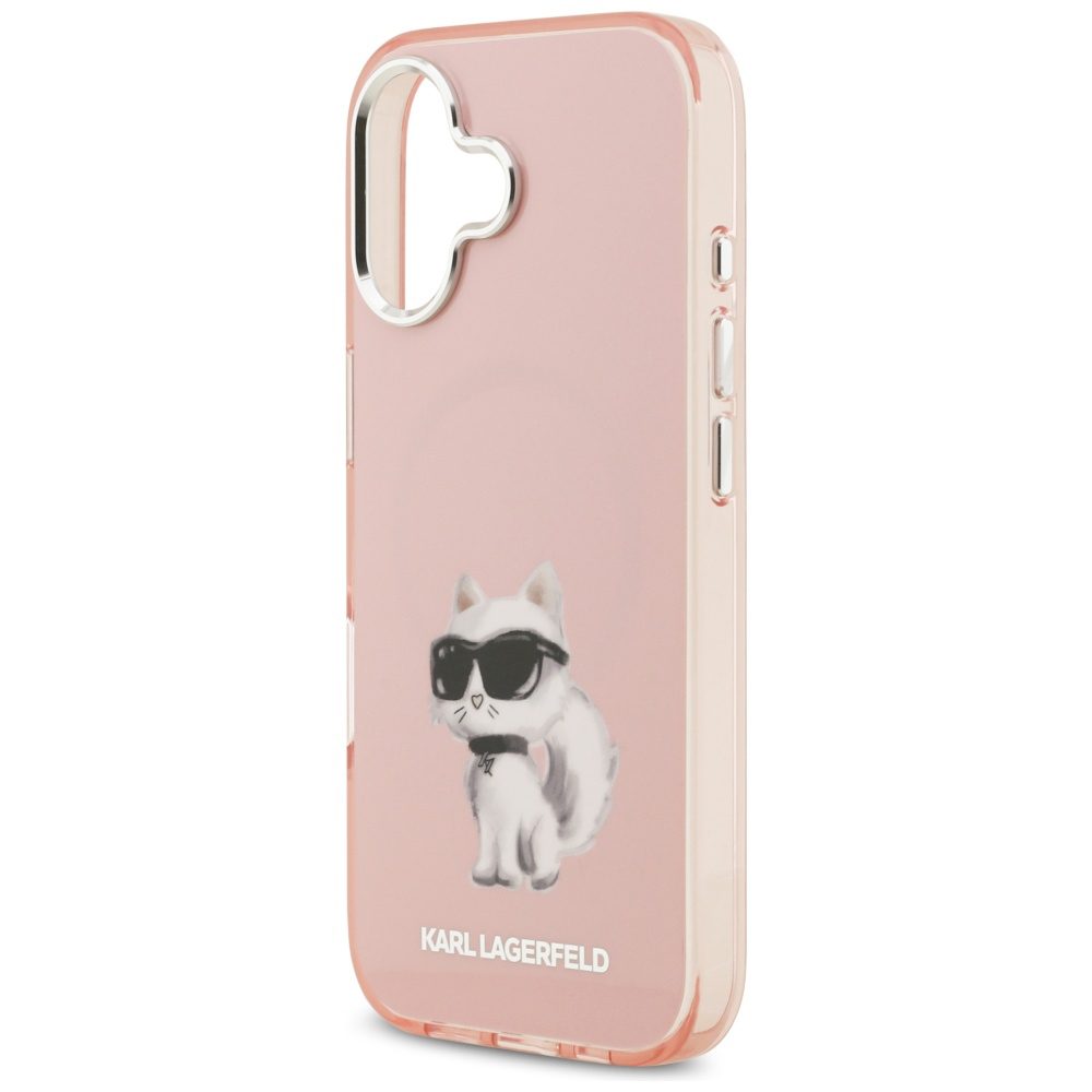 Karl Lagerfeld IML Aquarelle Choupette & Logo MagSafe case for iPhone 17 pink