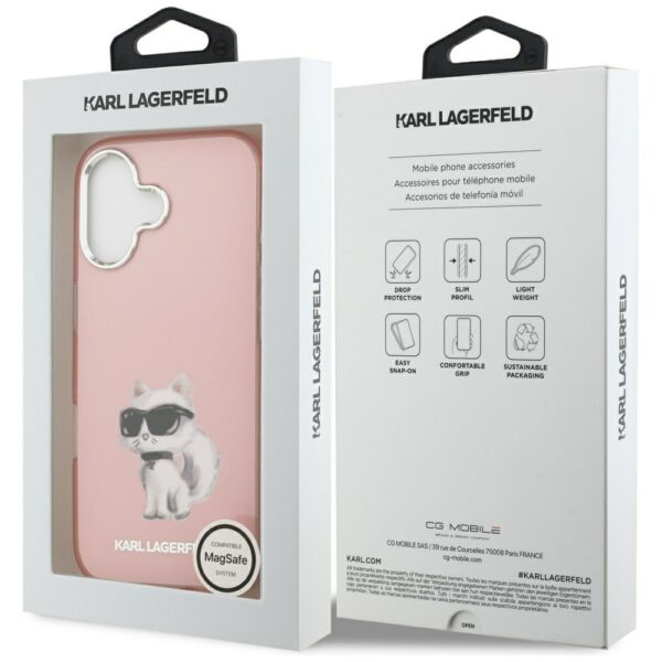 Karl Lagerfeld IML Aquarelle Choupette & Logo MagSafe case for iPhone 17 pink