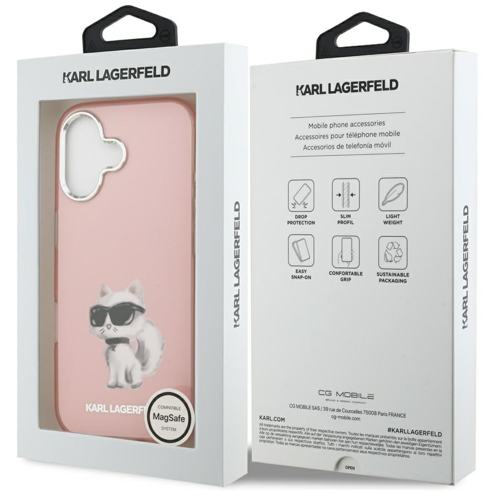 Karl Lagerfeld IML Aquarelle Choupette & Logo MagSafe case for iPhone 17 pink