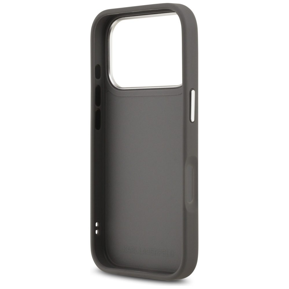 474879_oryg Karl Lagerfeld FW Grained Karl & Choupette Heads Pins & Logo case for iPhone 17 Pro grey