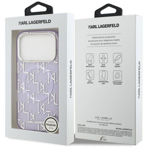 Karl Lagerfeld IML KL Monogram MagSafe case for iPhone 17 Pro Max purple