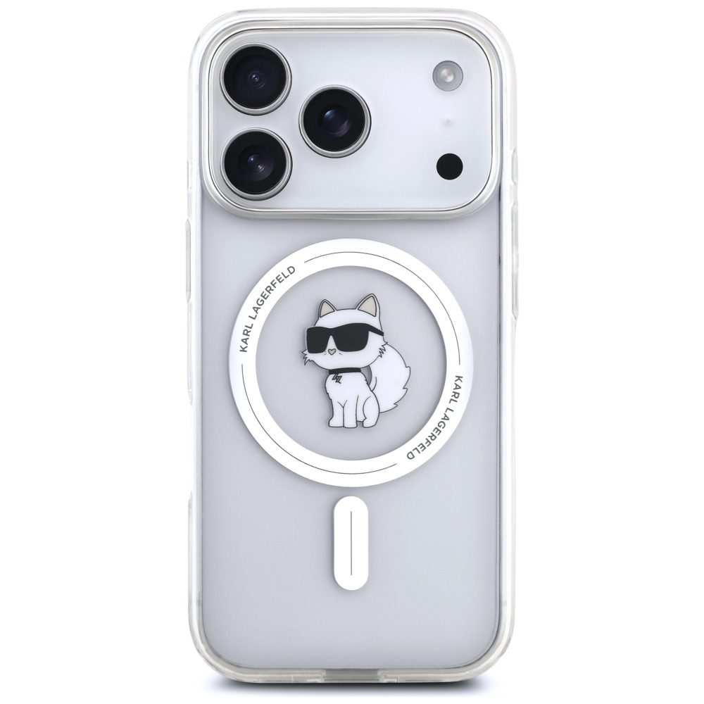 Karl Lagerfeld IML Choupette MagSafe case for iPhone 17 Pro transparent