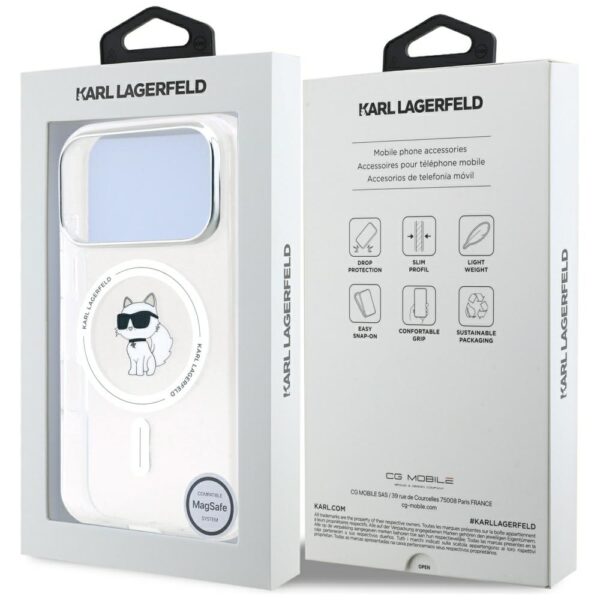 Karl Lagerfeld IML Choupette MagSafe case for iPhone 17 Pro transparent