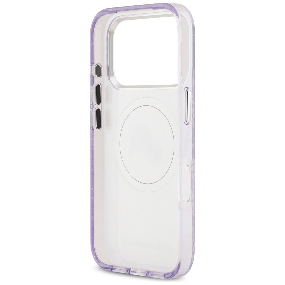 Karl Lagerfeld case Magsafe IML glitter case metal camera frame and buttons Karl and Choupette heads on KL repeated logo for iPhone 17 Pro Max black