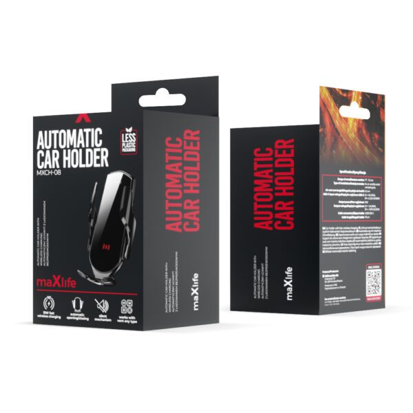 Maxlife car holder for air vent MXCH-08 automatic with wireless charging black 15W