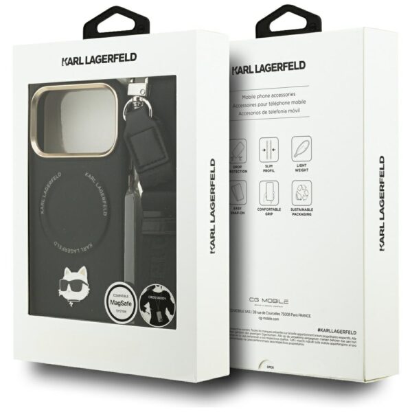 Karl Lagerfeld Big Strap Choupette Metal Logo MagSafe case for iPhone 17 Pro Max black
