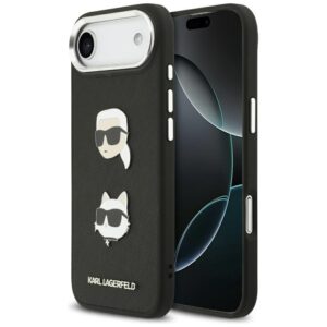 Karl Lagerfeld FW Grained Karl & Choupette Heads Pins & Logo case for iPhone Air black