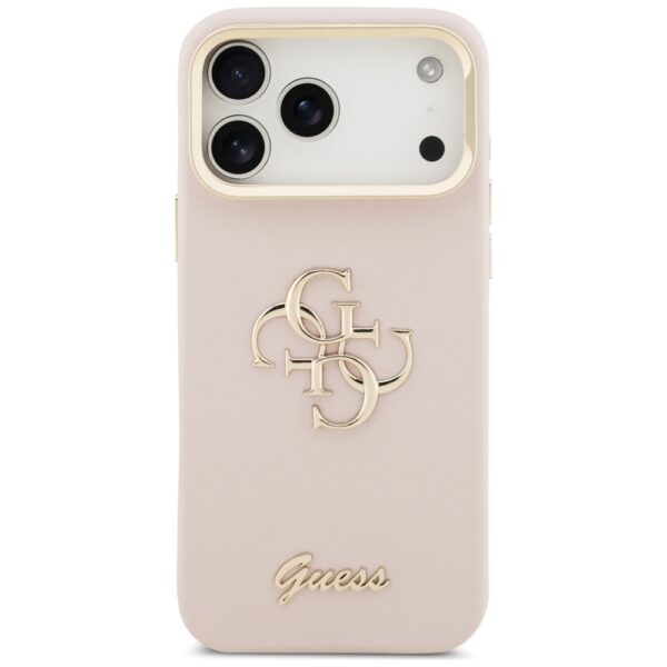 Guess Grained Big 4G & Stand Camera case for iPhone 17 Pro Max pink