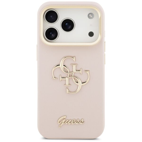 Guess Grained Big 4G & Stand Camera case for iPhone 17 Pro pink