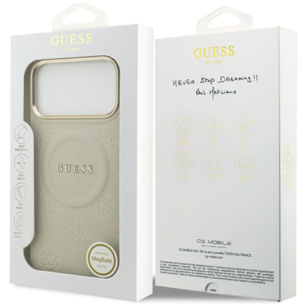 Guess Peony Hot Stamp MagSafe case for iPhone 17 Pro Max beige