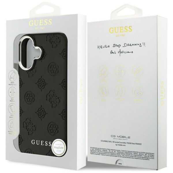 Guess Peony Hot Stamp Script MagSafe case for iPhone 17 black