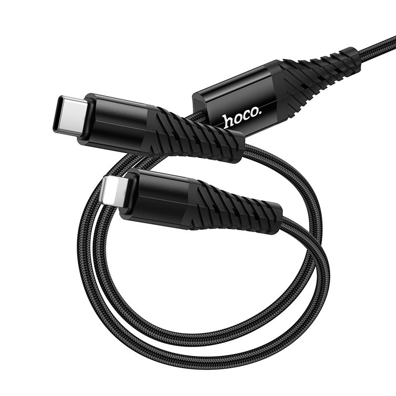 Cable 2in1 USB C to USB C+Lightnig Hoco 1 m X123 black