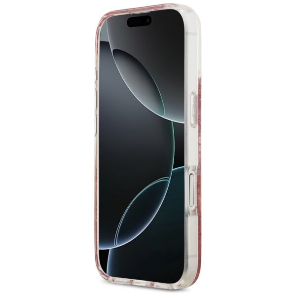 Guess case for iPhone 17 HC MAGSAFE RESIN BOTTOM GLITTER pink