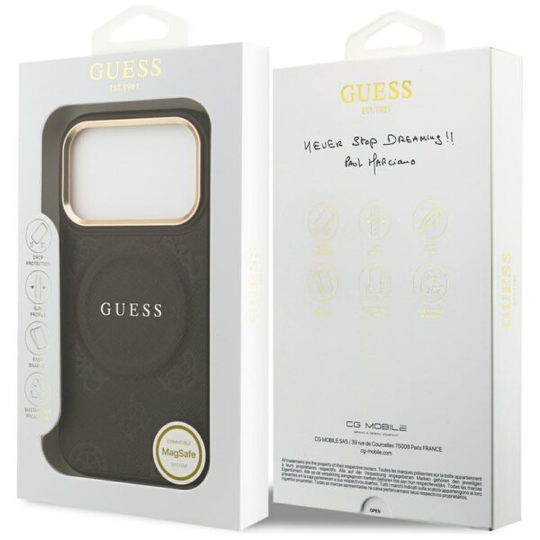 480653_oryg Guess case for iPhone 17 Pro HC MAGSAFE PU W/ PEONY HOT STAMP brown