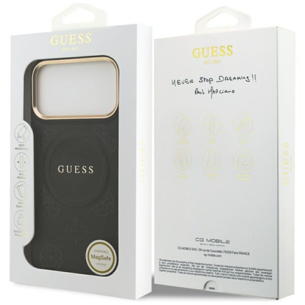 Guess case for iPhone 17 Pro Max HC MAGSAFE PU W/ PEONY HOT STAMP black