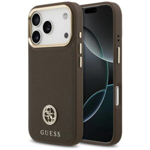 480734_oryg Guess case for iPhone 17 Pro HC MAGSAFE PU W/ GRAINED PU STRASS LOGO brown