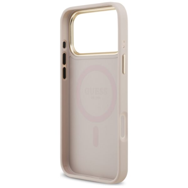 Guess case for iPhone 17 Pro Max HC MAGSAFE PU W/ GRAINED PU STRASS LOGO pink