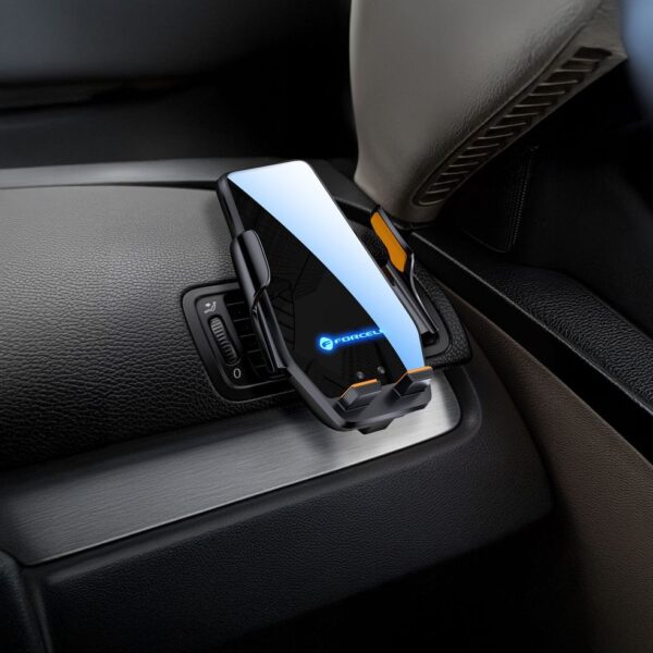 4a3b09c63178a52f3752fa607b030c3b Forcell F-GRIP HS6 car holder with wireless charger with glass and air vent mount black