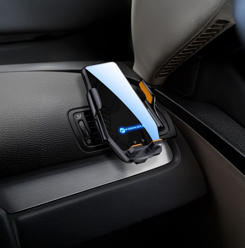4a3b09c63178a52f3752fa607b030c3b Forcell F-GRIP HS6 car holder with wireless charger with glass and air vent mount black