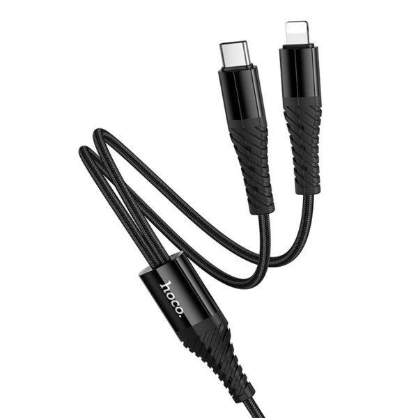 Cable 2in1 USB C to USB C+Lightnig Hoco 1 m X123 black
