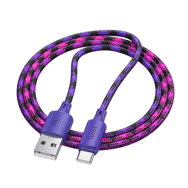 4b7edad56af6c349ccb745ba1f90abf2 Cable USB A to USB C Hoco 3A 1 m X116 gradient purple