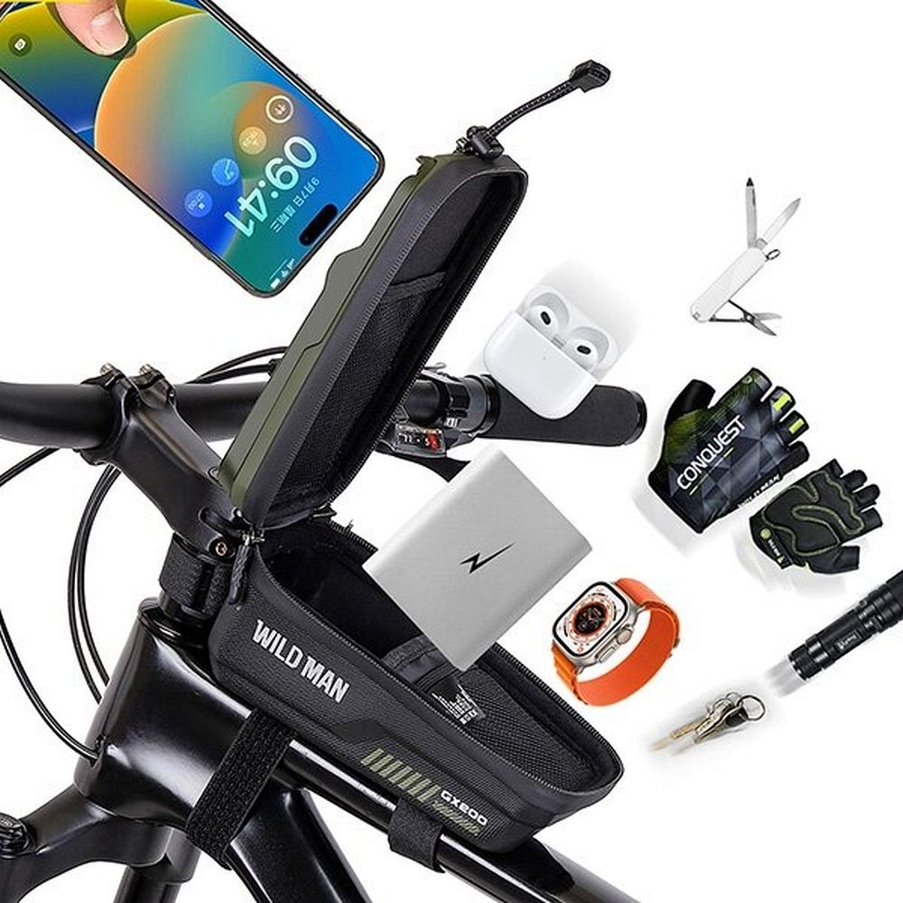 4bff21eb45e0e907641d9a23083f0efb WILDMAN traveling bag for bike frame with zipper 1L (4 "- 7") GX200 green