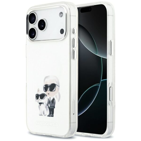 KARL LAGERFELD case for IPHONE 17 Pro Max compatible with MagSafe KLHMP17XHMKCAQOH (IML Aquarelle K&C & Logo) white