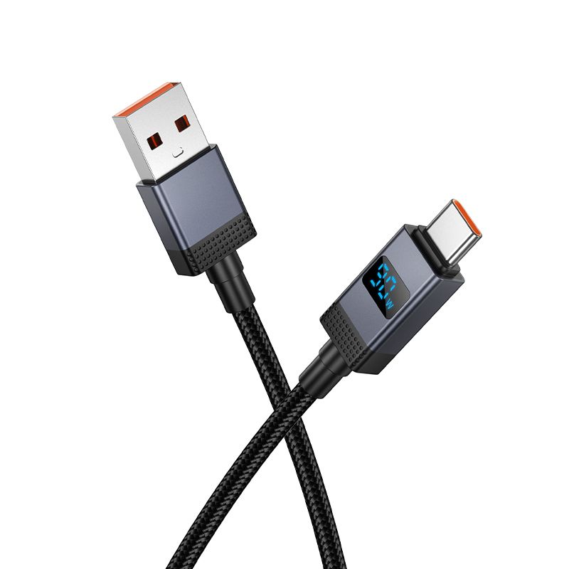 4c05d35919afa30ce80ac87c9b22c199 Cable USB A to USB C Hoco 5A with display 1 m X118 black
