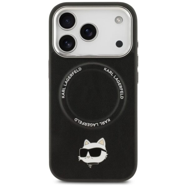 KARL LAGERFELD case for IPHONE 17 Pro compatible with MagSafe KLHMP17LPSMLRCHK (PU Choupette Pin) black