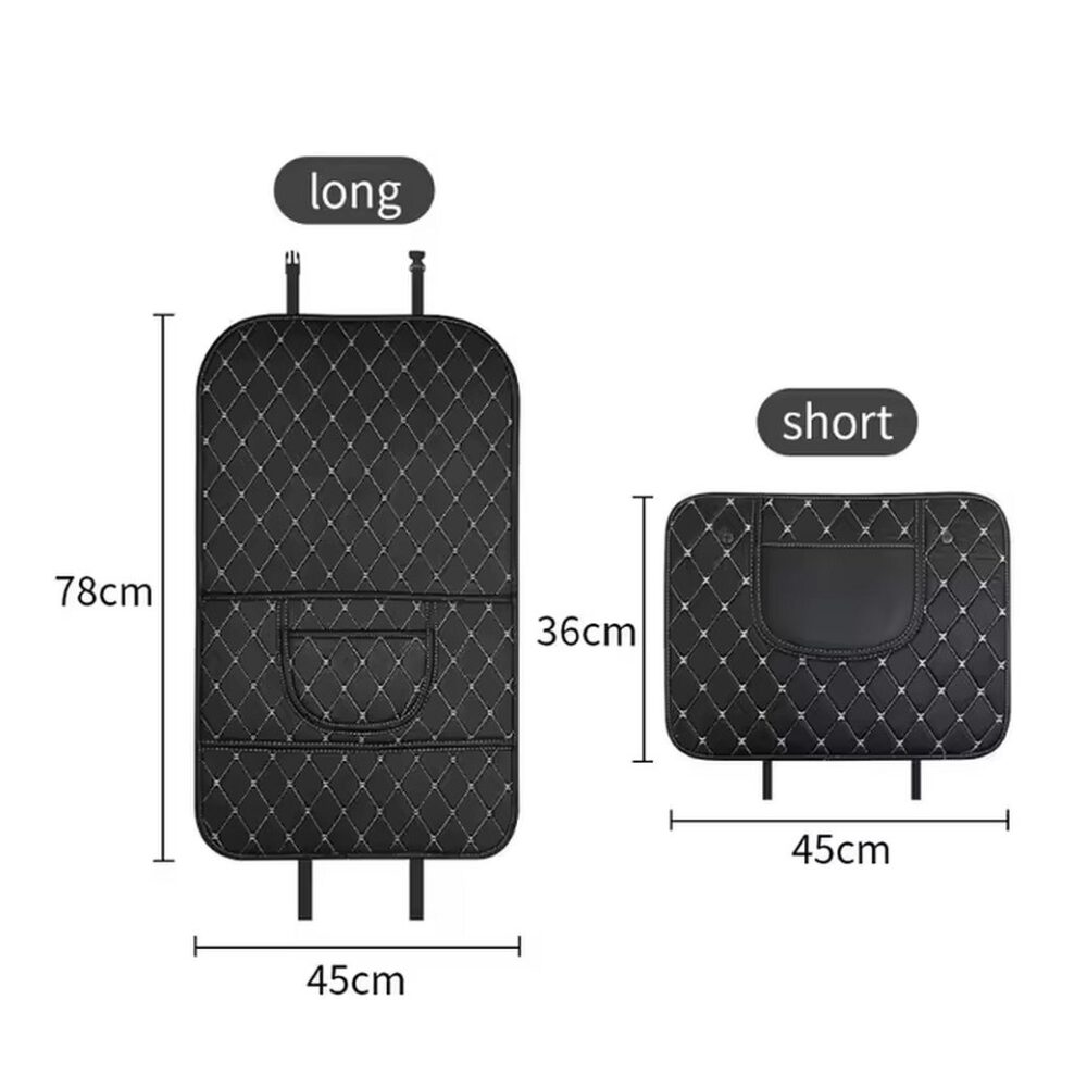 51f3298618679c6c3e628b0bf20c4257 Protective leather mat for car seat anti-kick with organizer black