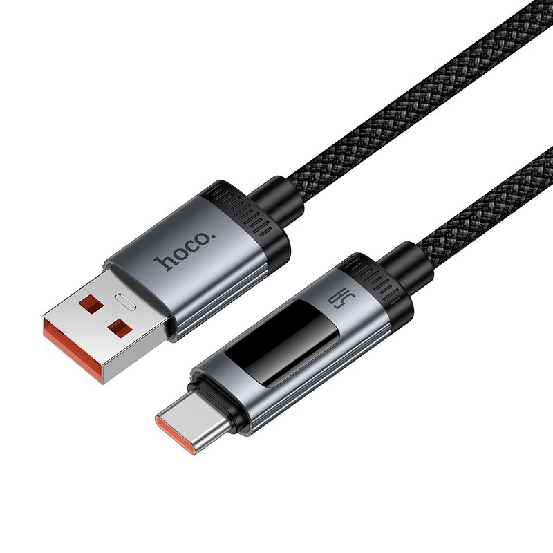 Data Cable with digital display USB A to USB C Hoco PD 6A 240W 1,2 m U148 black
