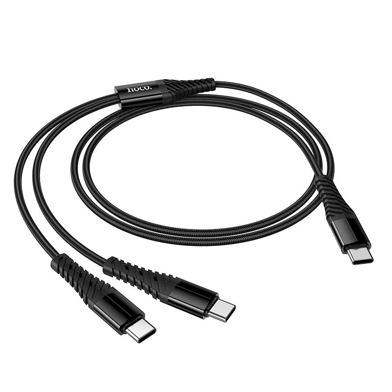 Cable 2in1 USB C to USB C+C Hoco 1 m X123 black