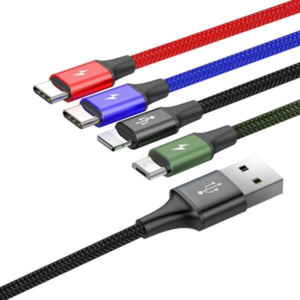 53447_9 Baseus cable USB cable 4in1 Lightning / 2x USB Type C / micro USB in nylon braid 3.5A 1.2m black (CA1T4-B01)eng