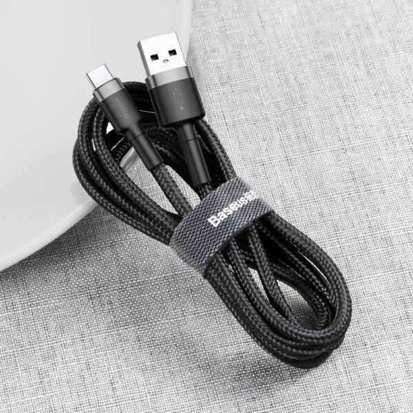 Baseus Cafule Cable Durable Nylon Cable USB / USB-C QC3.0 2A 2M Black-Grey (CATKLF-CG1)eng