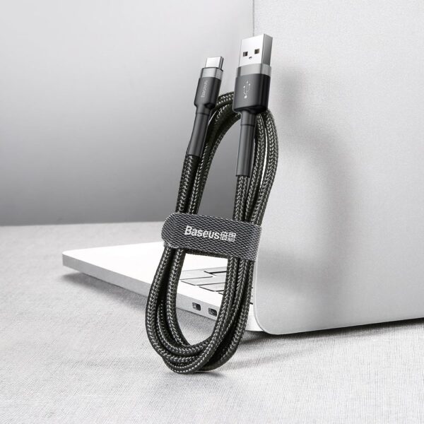 Baseus Cafule Cable Durable Nylon Cable USB / USB-C QC3.0 2A 2M Black-Grey (CATKLF-CG1)eng