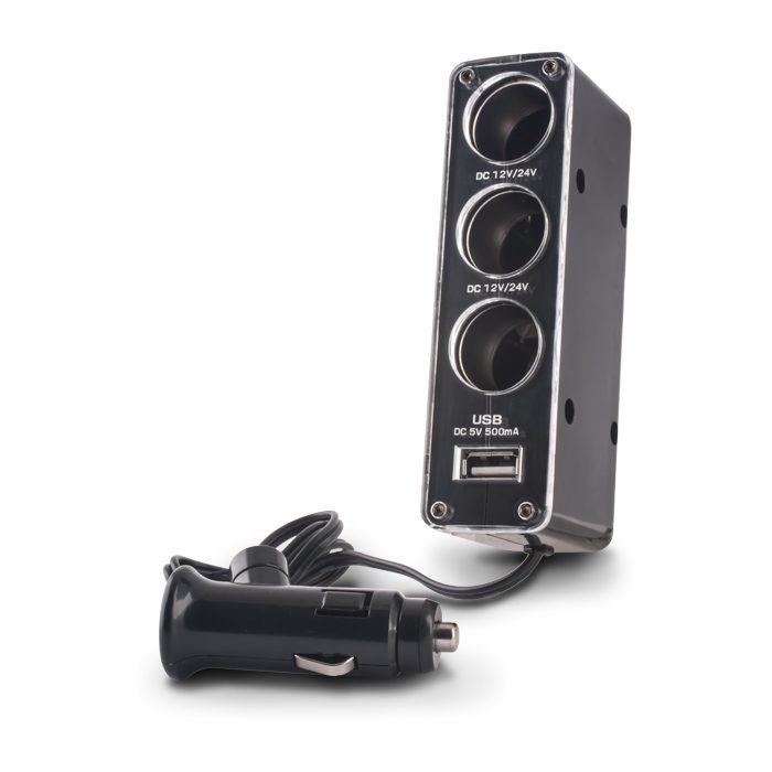 57640_oryg Forever socket splitter 3in1 with USB cable CSS-03