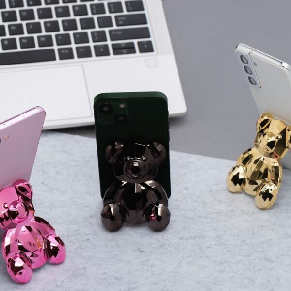 Phone stand BEAR - stick-on - black