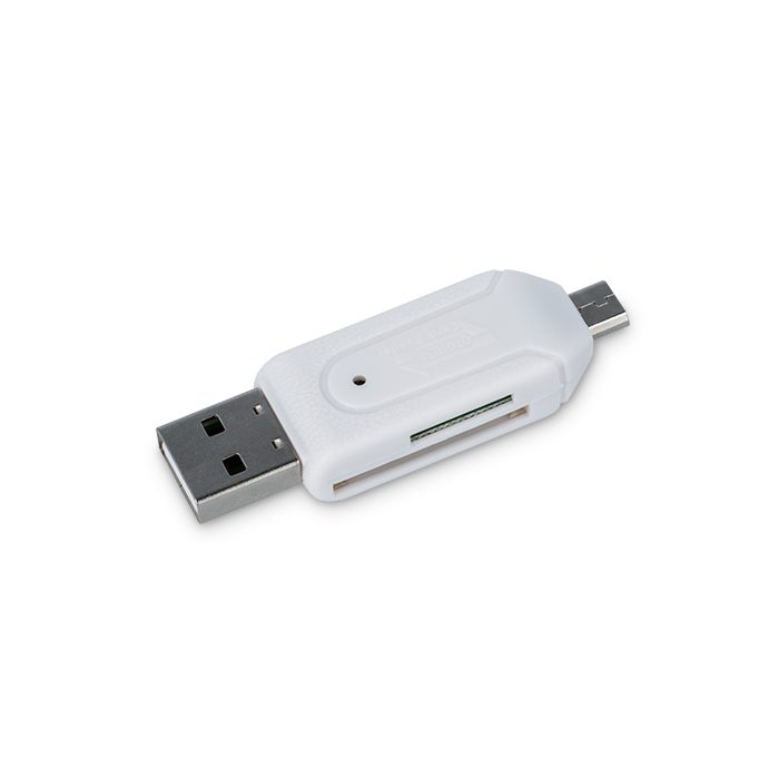 61527_oryg Forever microSD / SD card reader USB + microUSB white OTG