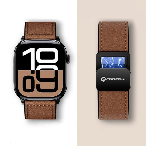 619f532557cfa38c42b8688a5df7d93d FORCELL F-DESIGN FA21 eco leather strap for APPLE Watch 42 / 44 / 45 / 49 mm brown