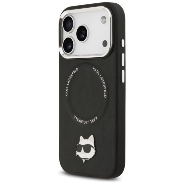 KARL LAGERFELD case for IPHONE 17 Pro compatible with MagSafe KLHMP17LPSMLRCHK (PU Choupette Pin) black
