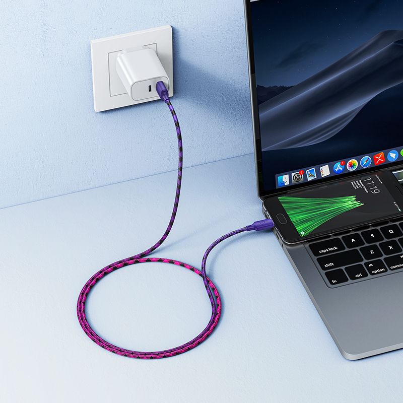Cable USB A to Micro USB Hoco 2,4A 1 m X116 gradient purple