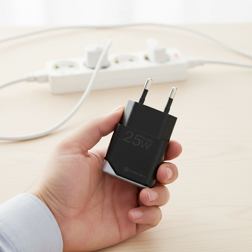 FORCELL F-ENERGY GaN III B125101-E Ultra Slim travel charger 1 x Type C + USB A PD QC4.0 3A 25W black
