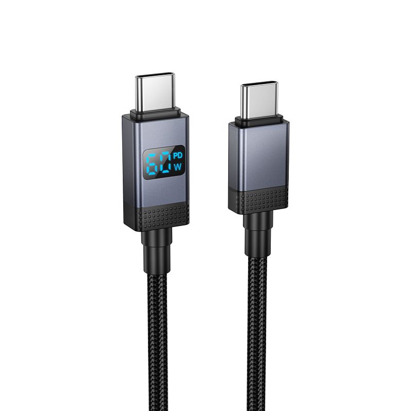 63c672156935f8caefb11134c0b86388 Cable USB C to USB C Hoco 3A 60W with display 1 m X118 black