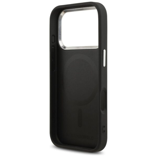 KARL LAGERFELD case for IPHONE 17 Pro Max compatible with MagSafe KLHMP17XPSMLRCHK (PU Choupette Pin) black